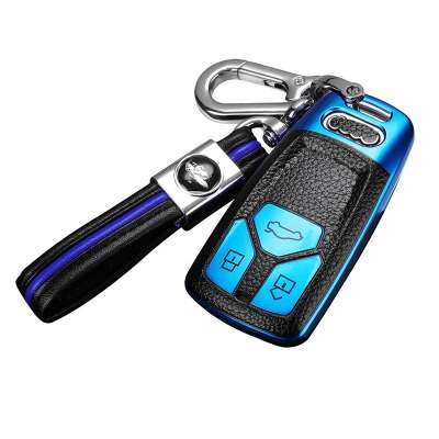 Leather TPU  soft Car Key Cover Case Key Case For AUDI A4 B9 Q5 Q7 TT TTS 8S 2016 2017 car smart remote Car Styling