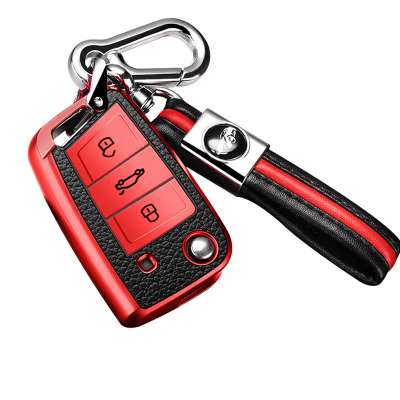 New Soft TPU Leather Car Key Case Cover For Volkswagen VW Golf 7 MK7 Tiguan mk2 for Skoda Octavia A7 Kodiaq 2017 2018 2019